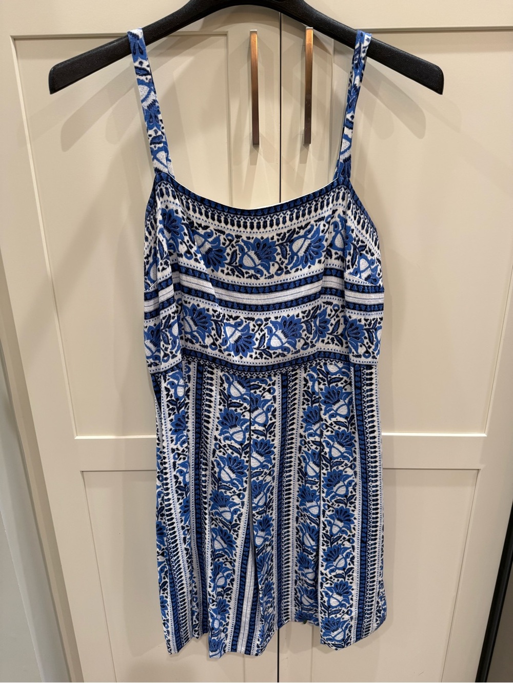 LOFT Petite Blue White Floral Print Fit & Flare Dress Size 6P